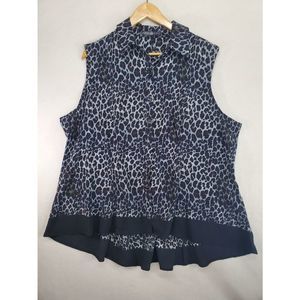 Women's Sleeveless Cheetah Print Blouse Size 1X